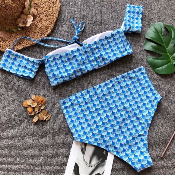 1613 mermaid off shoulder high waist swimsuits - Picture 5 of 6